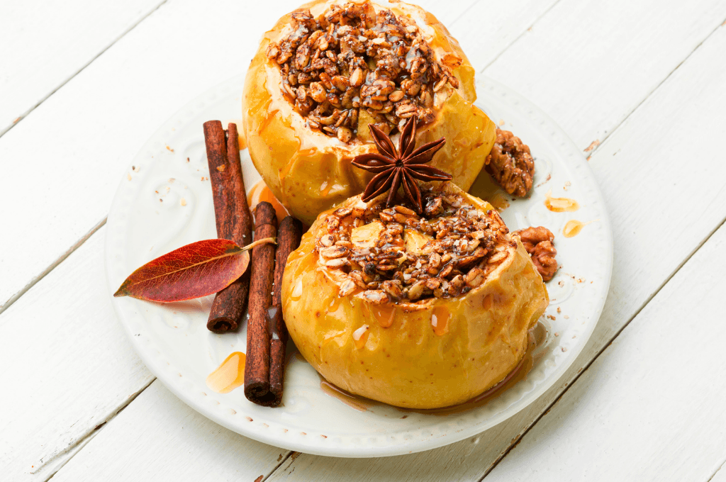 Manzana Asada con de Avena, Canela y Nueces