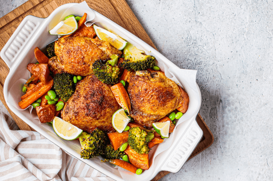 Pollo al horno con vegetales