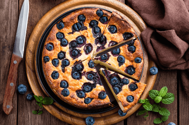 Tarta de arándanos saludable