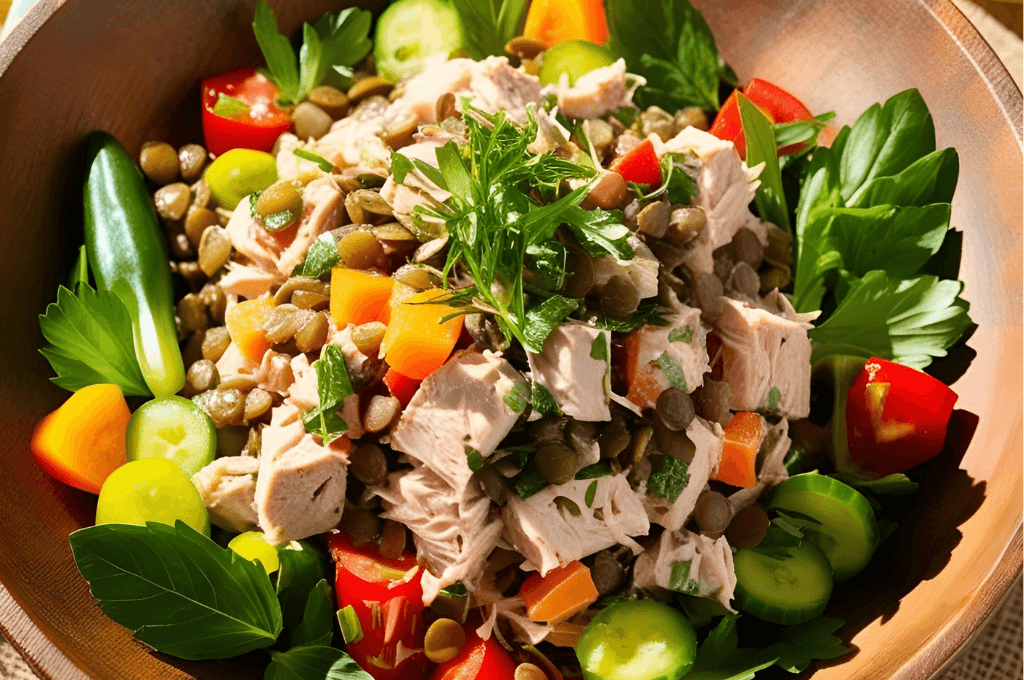 Ensalada de Lentejas, Atún y Vegetales