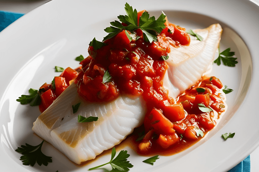 Bacalao Fresco con Salsa de Tomate Casera