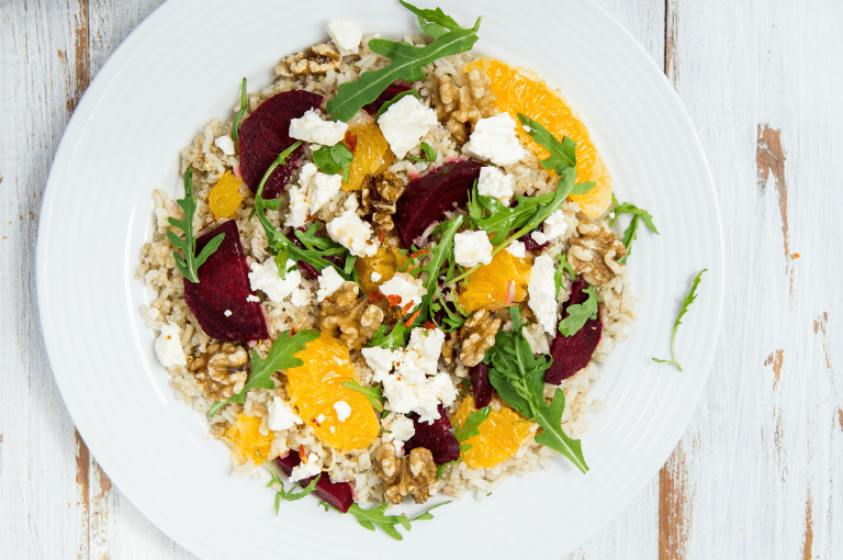 Ensalada de naranja y remolacha con feta