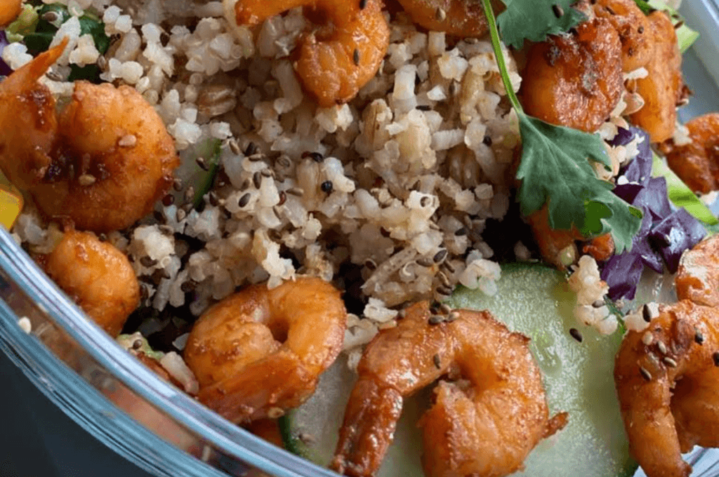 Arroz integral con Camarón en Miel