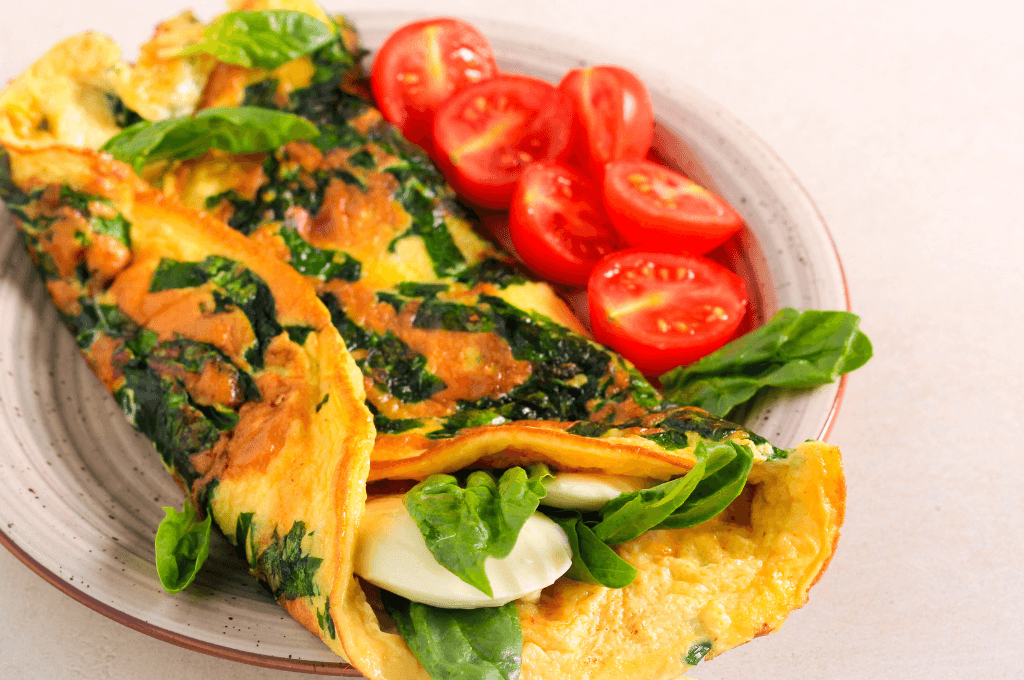 Tortilla de Huevos con Espinaca y Champiñones