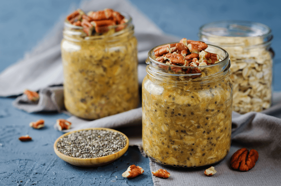 Avena trasnochada de mango y nueces